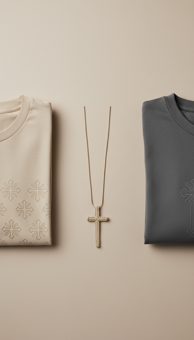 Subtle Cross Pendant Chain Oat